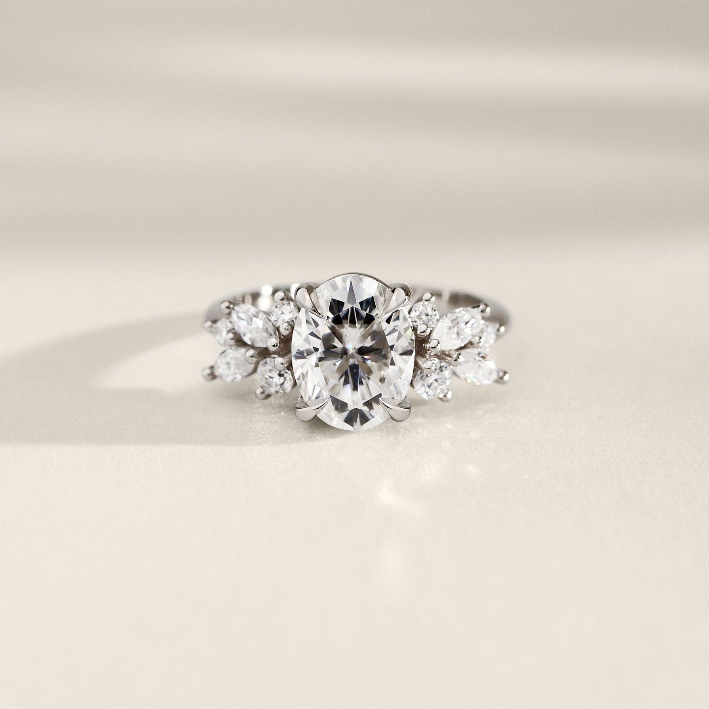 Oval Lab-Grown Diamond Floral Cluster Ring