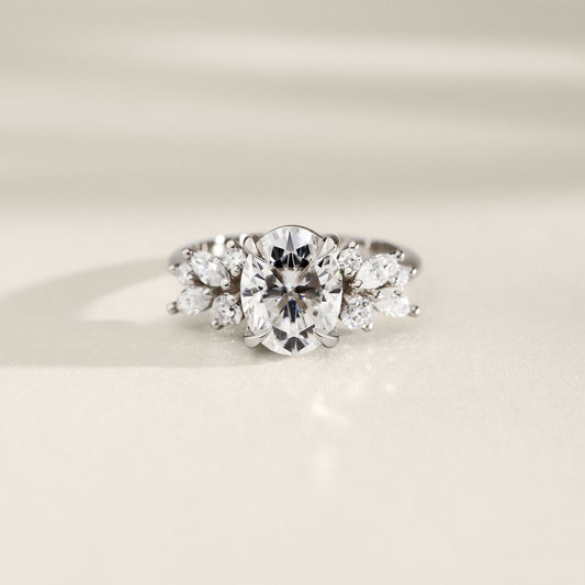 Oval Lab-Grown Diamond Floral Cluster Ring