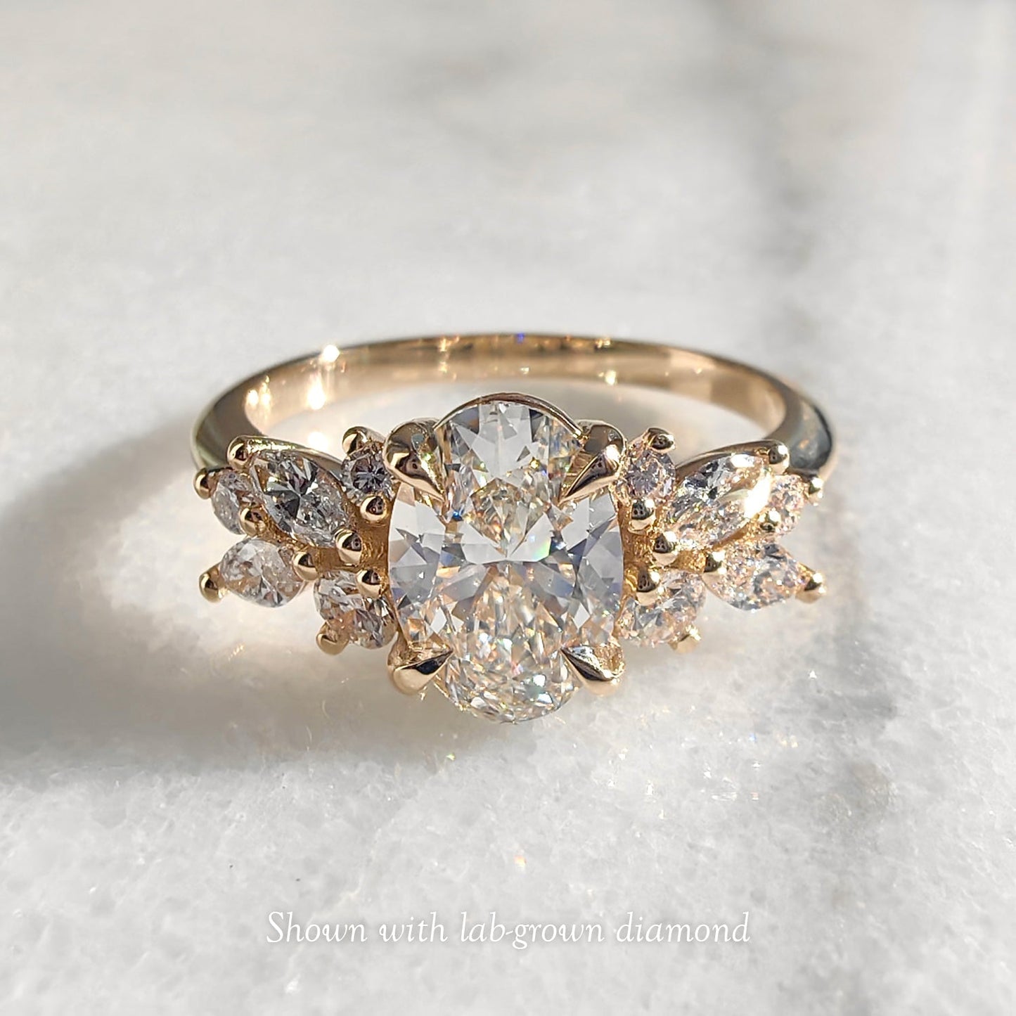 Oval Lab-Grown Diamond Floral Cluster Ring