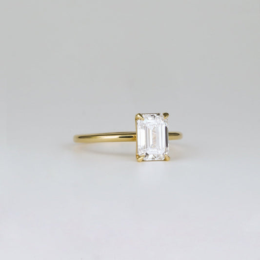 Emerald Lab-Grown Diamond Solitaire Engagement Ring