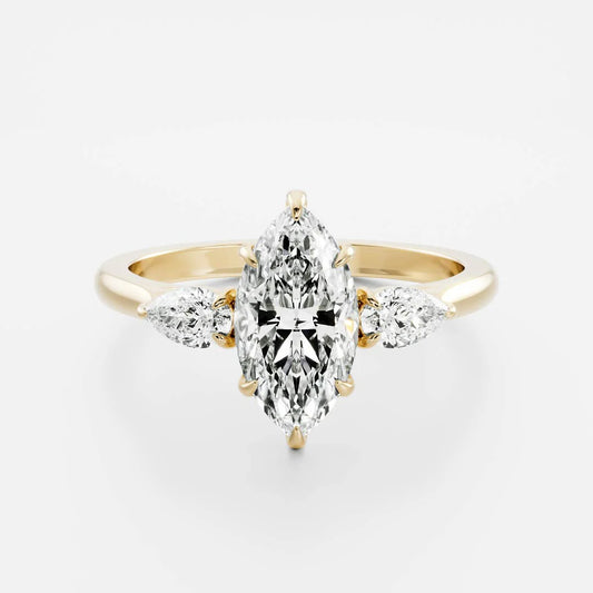 Marquise & Pear Lab-Grown Diamond Three Stone Engagement Ring